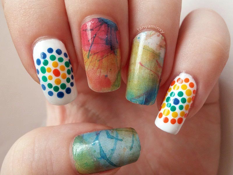 BPS Water Decals And Dots Nails Colorful Nail Art Design Manicure NOTD tanya minxy