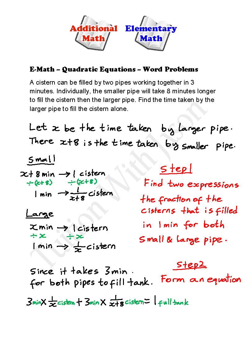 worksheet Quadratic Equations Word Problems Worksheet e math quadratic equations word problems 3 singapore word
