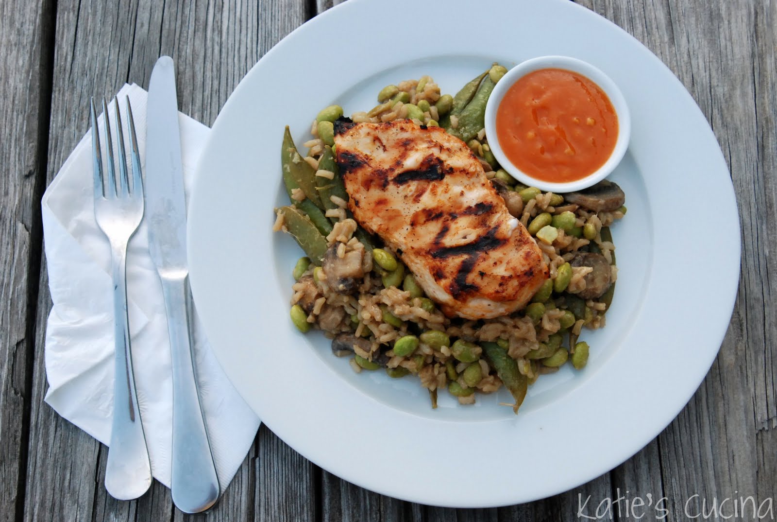 Peanut Satay Chicken With Edamame Sauté Katie's Cucina