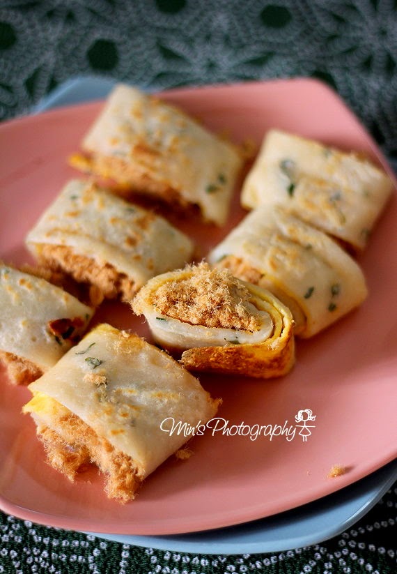 Min's Blog 早餐店的蛋饼 Taiwanese Pork Floss Omelette