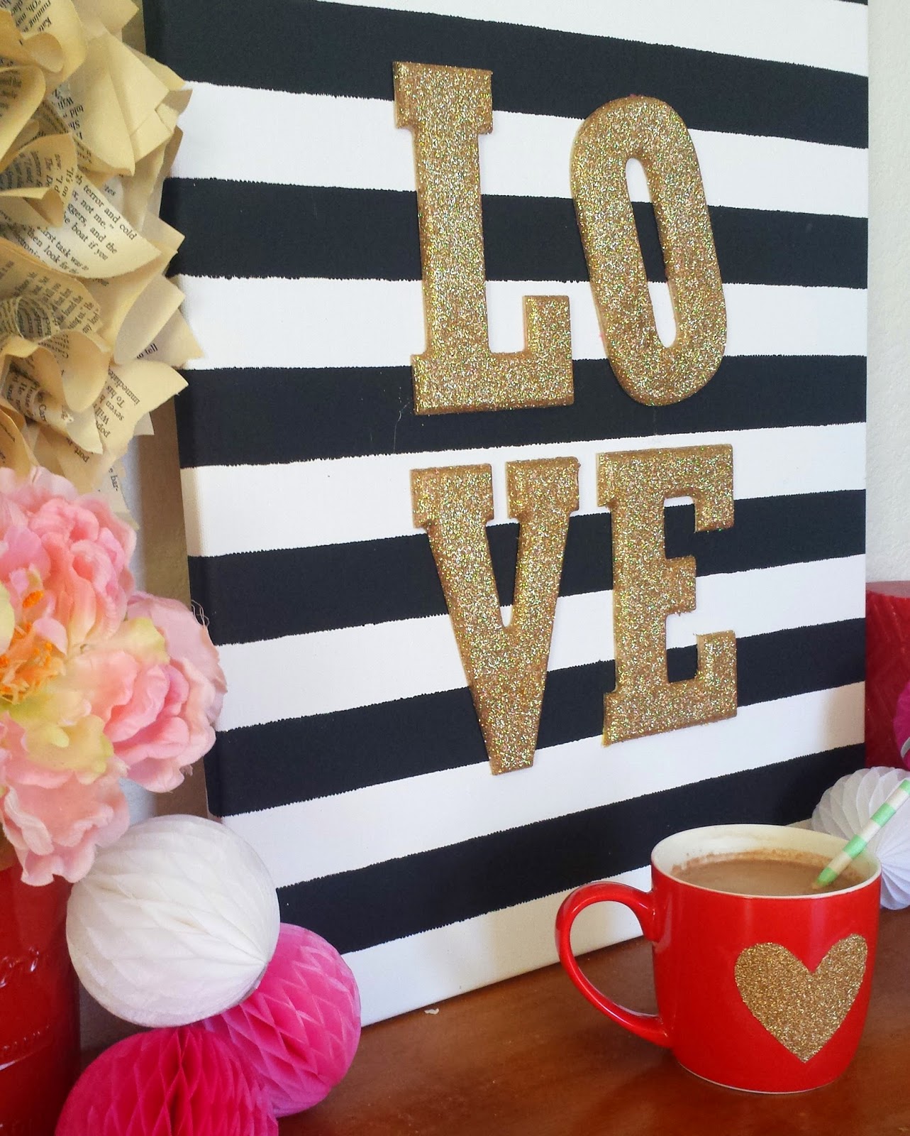 Tied Ribbon Glitter Heart Mug
