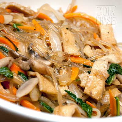 Homemade Japchae Homemade japchae in Chicago, United States.