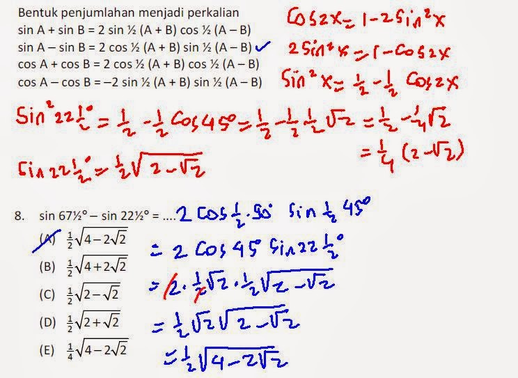 MATEMATIKA SSC Trigonometri Perkalian dan Penjumlahan