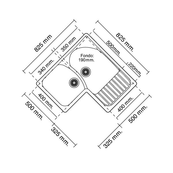 FREGADERO ESQUINA JADE | tu Cocina y Baño