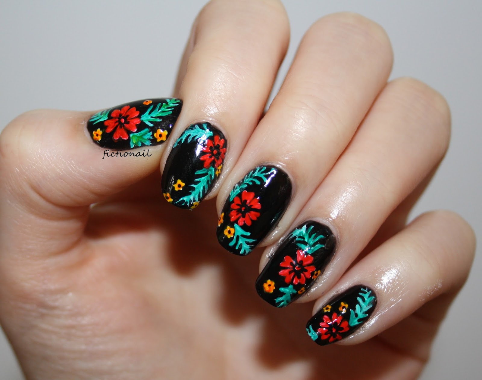 mexican flower nail design