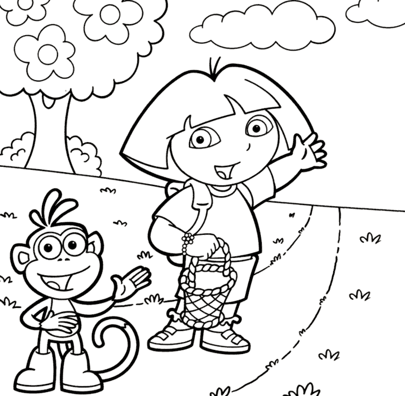 Dora And Boots Coloring Drawing Free wallpaper