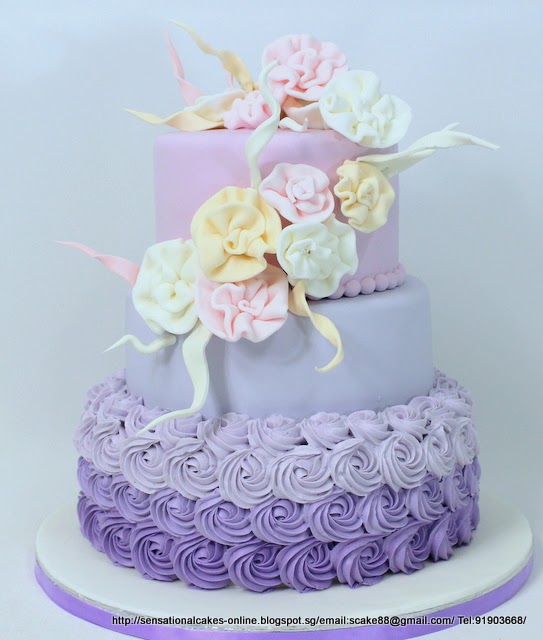 The Sensational Cakes LAVENDER THEME OMBRE FLORA THEME CAKE SINGAPORE