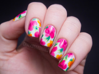hawaiian floral nail art