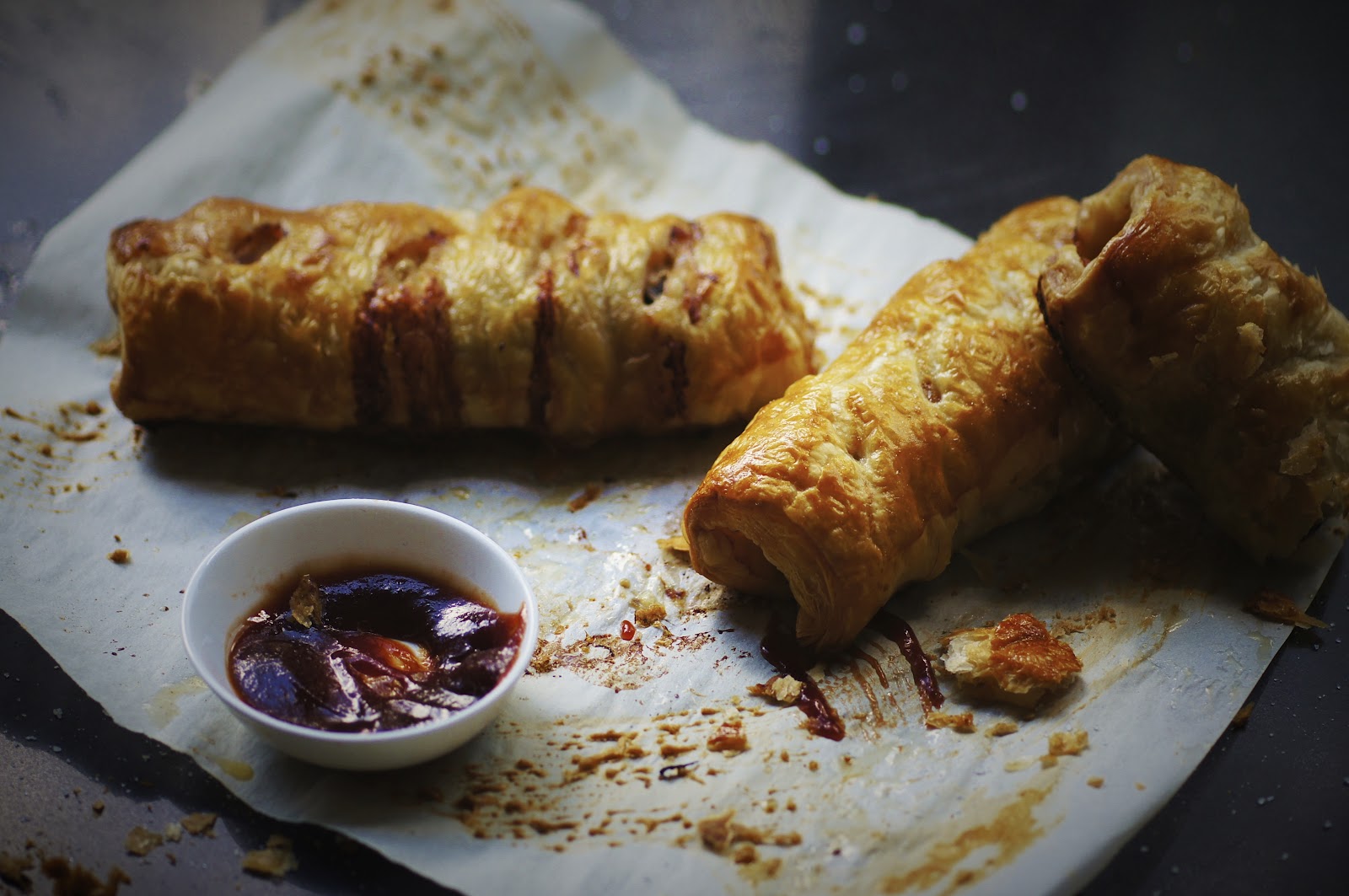 The Other Crumb Chipotle Pork Sausage Rolls with Cognac BBQ Sauce