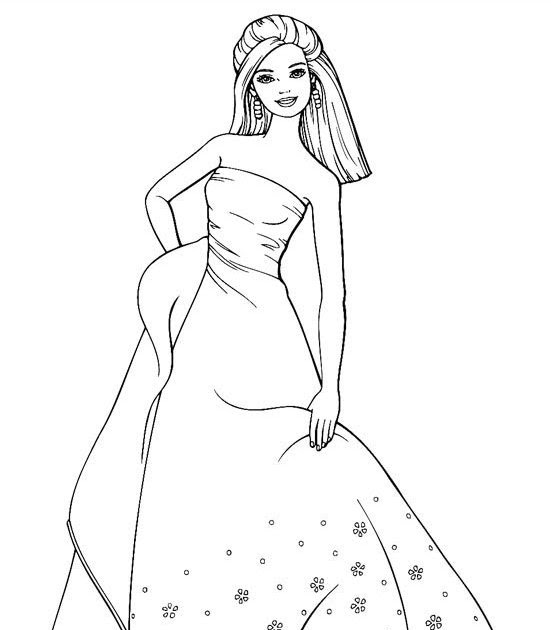 DIBUJOS BARBIE PARA COLOREAR: BARBIE VESTIDO DE NOCHE : COSAS PARA NIÑOS