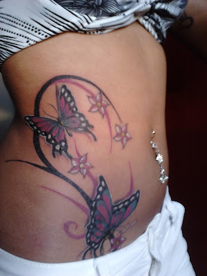 tatuagem na Costela de borboletas muito bem feitas how to tattoo