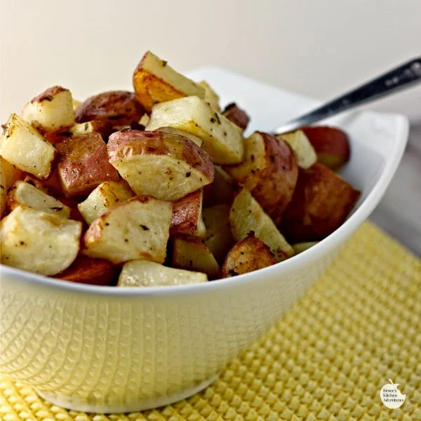 Roasted Rosemary Dijon Potatoes | by Renee's Kitchen Adventures - Easy recipe for a healthy potato side dish with pizzazz! 