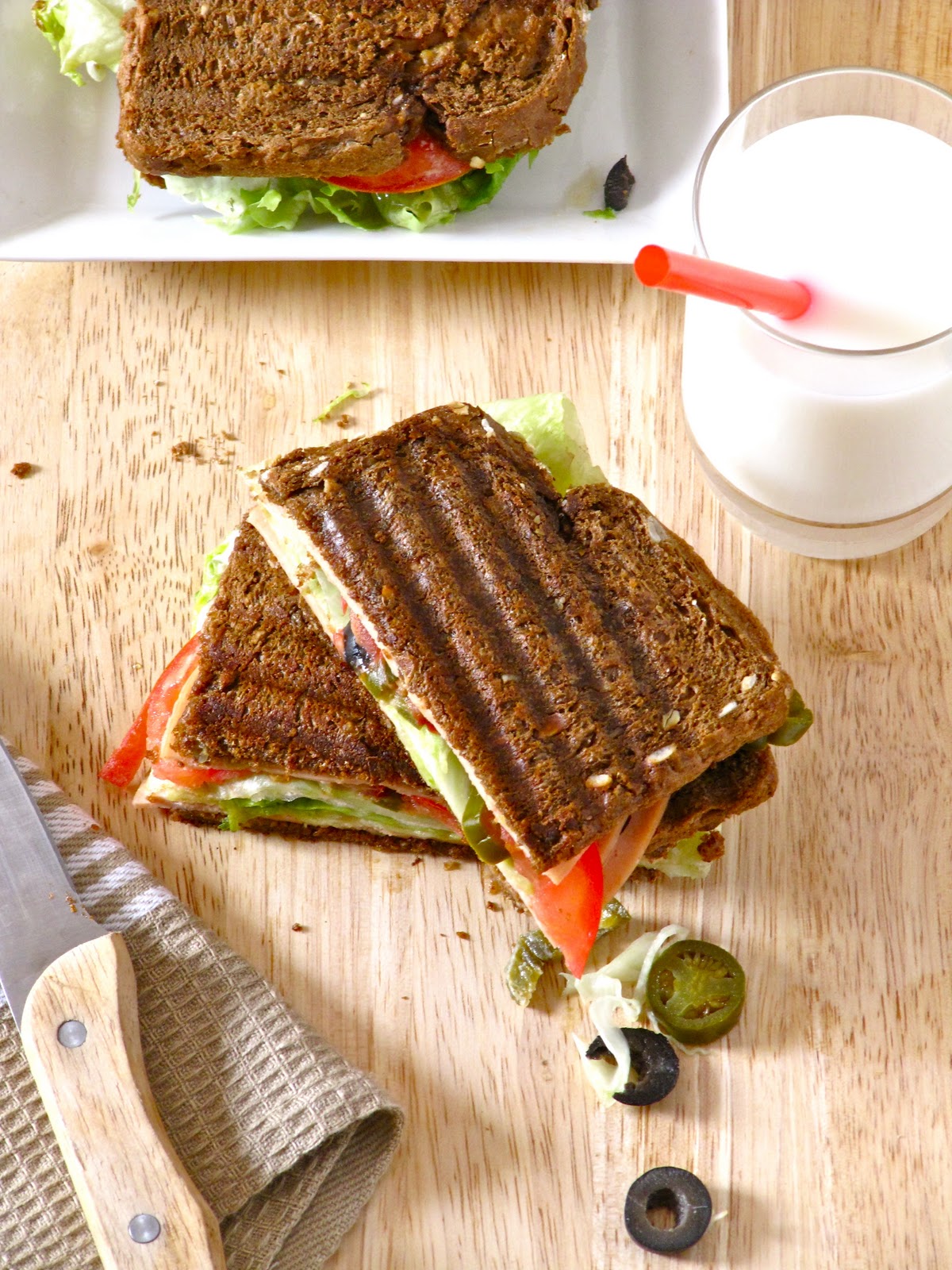 Plateful Grilled Chicken Mortadella Sandwich