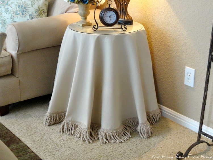 Our Home Away From Home DROP CLOTH TABLE SKIRT WITH FRINGE