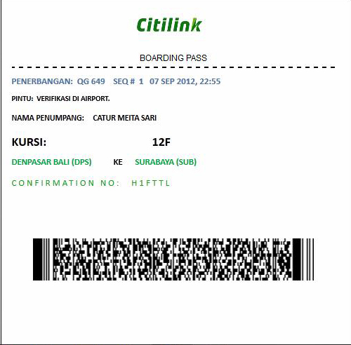 Boarding Pass Airlines...