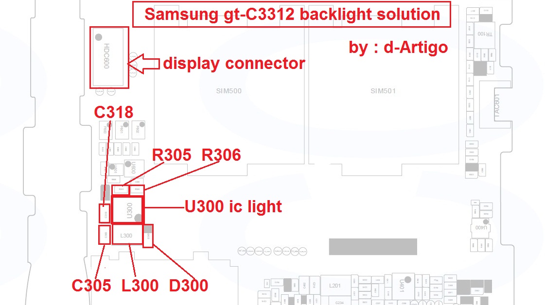 حل مشكلة اضاءة سامسونج C3312 Samsung+gt-c3312+backlight+solution