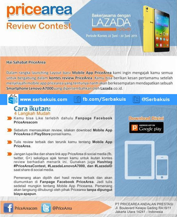 PriceArea Review Contest Berhadiah Lenovo A7000 PriceArea Review Contest Berhadiah Lenovo A7000