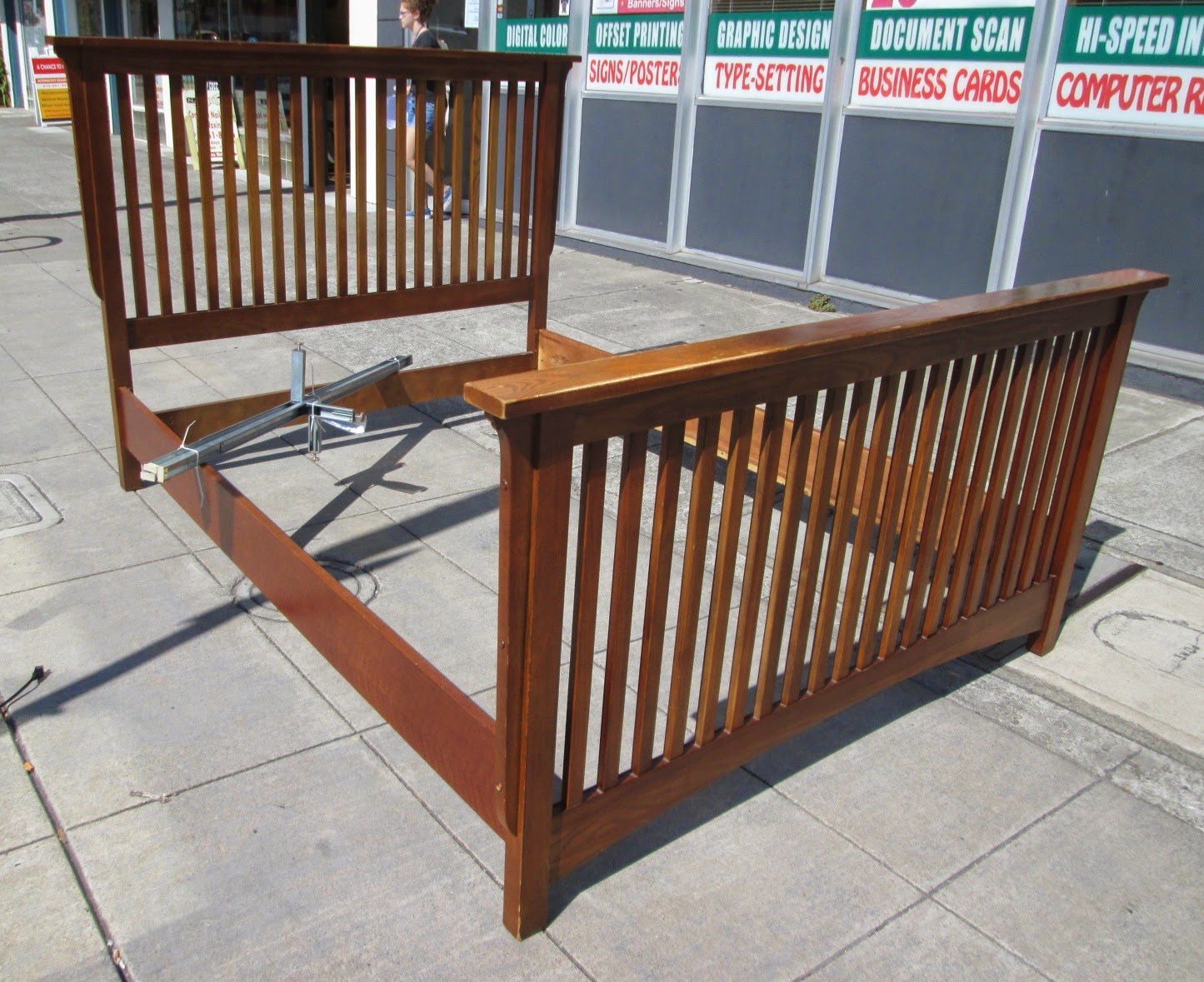 Uhuru Furniture Collectibles Sold Basset Mission Style Queen Oak Sold Basset Mission Style Queen Oak Bed Frame Including Slats 145