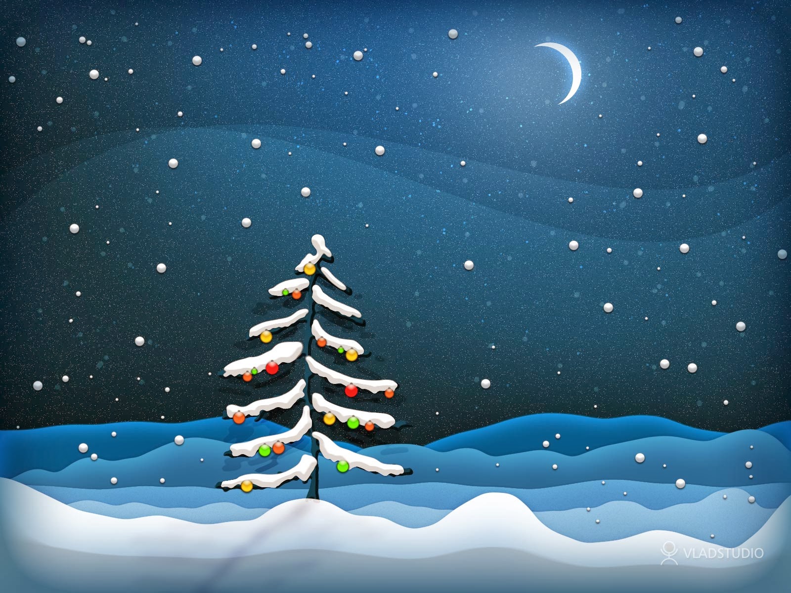 Chimney Bells Christmas Night Wallpaper