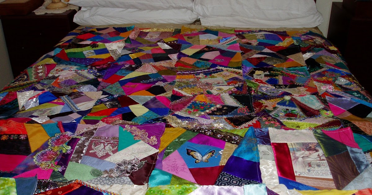 Viv's Crazy Quilting Journey Coloured Crazy Quilt Squares