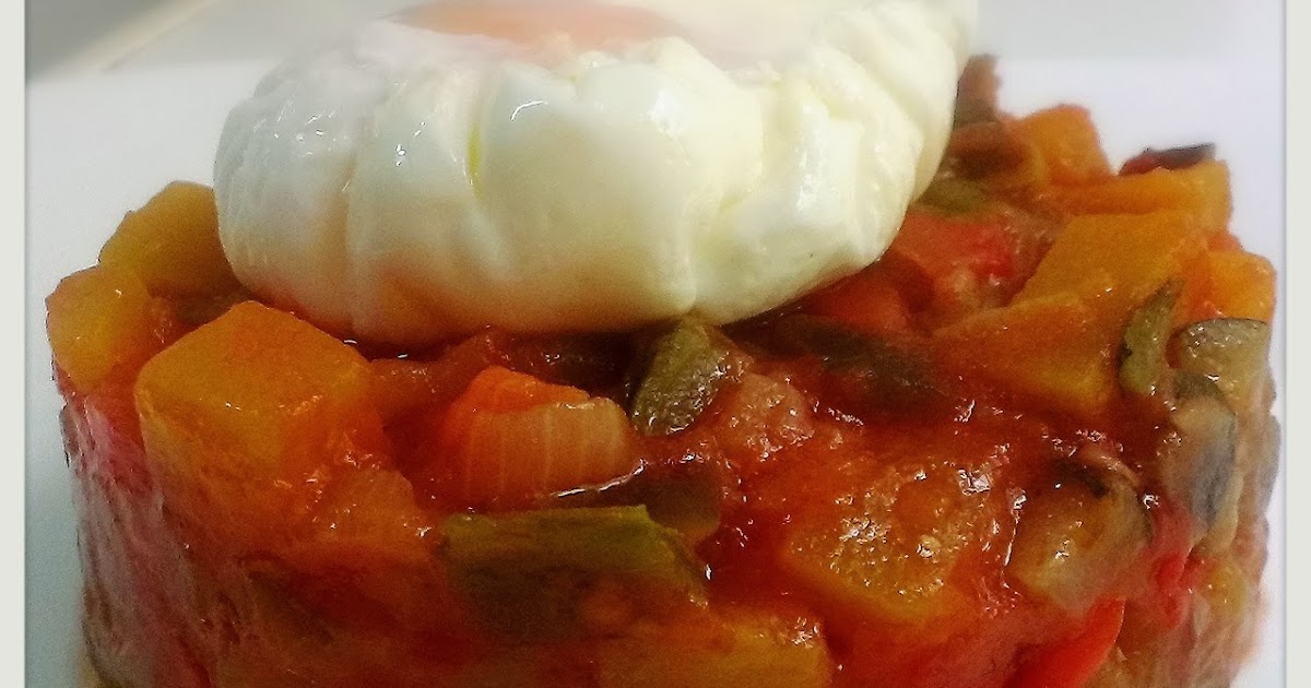 El sabor de los lugares: PISTO CON CALABAZA Y HUEVO ESCALFADO.