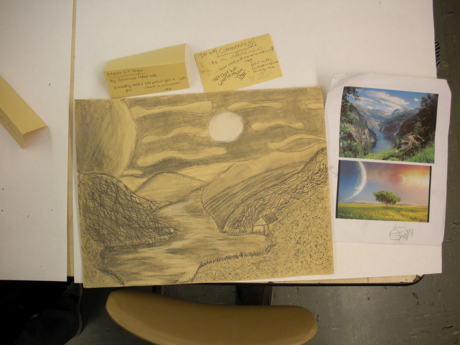 Studio Art with Ms. Hopenwasser Grade 6 Landscape Drawings with