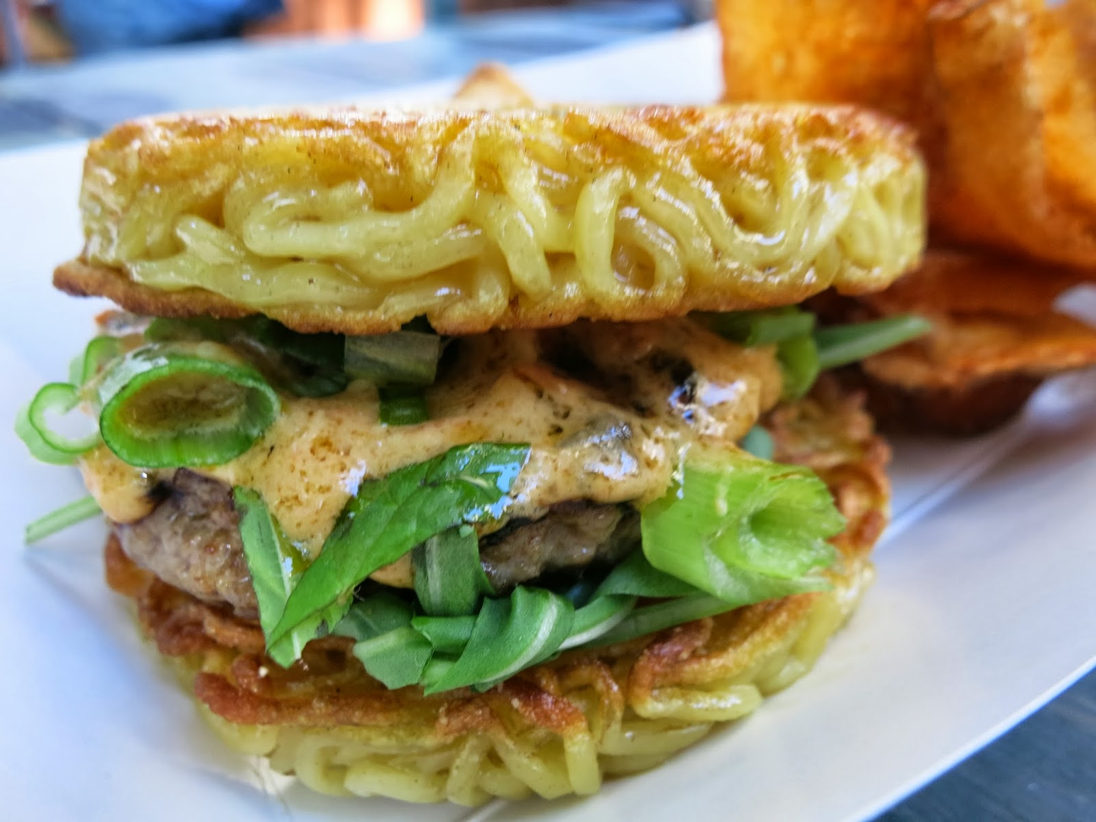GO RAMEN!® Miso Pimento Cheese Ramen Burger...