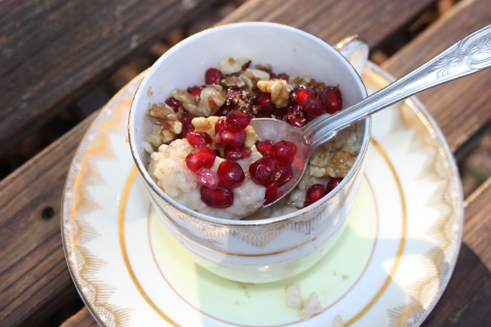 Chow and Chatter Oatmeal with Pomegranate and Walnuts