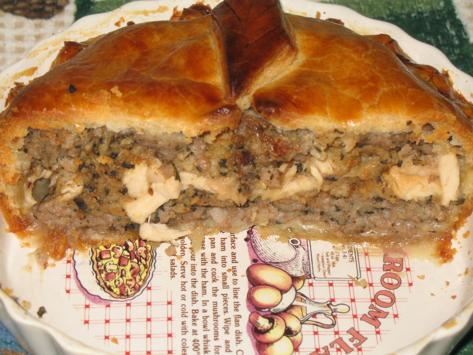 The Happy Housewife Sausage and Chicken Pie with Sage and Onion Stuffing