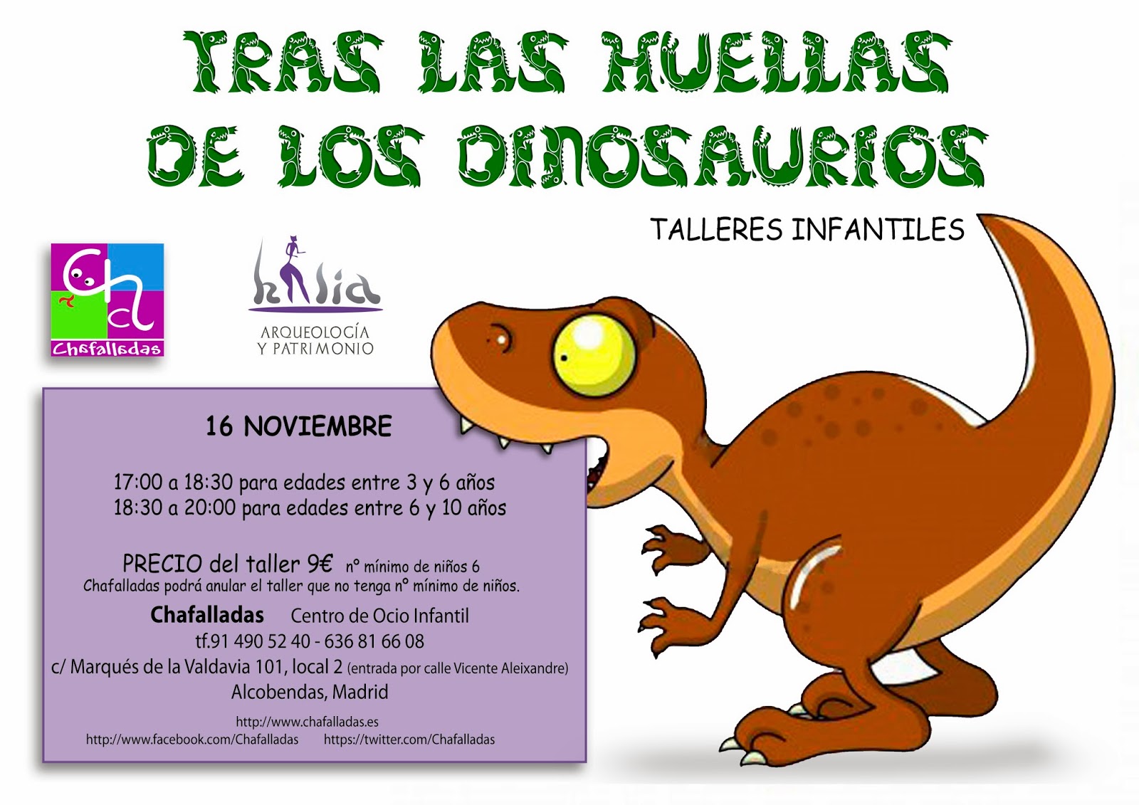 Parque Infantil Chafalladas: Nuevos grupos para el taller de los Dinosaurios