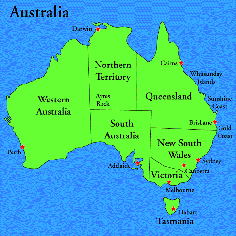 Map of Australia Region Political