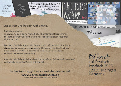 PostSecret auf Deutsch, Postfach 2553, 72015 Tübingen, Germany