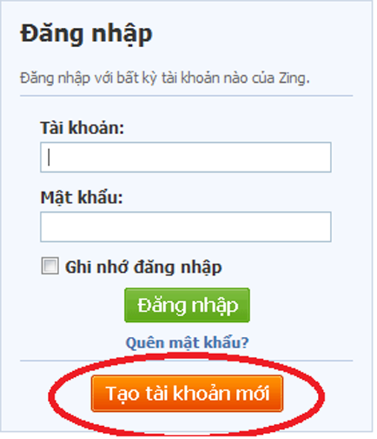Chọn "Tạo tài khoản mới" hiển thị màn hình nhập các