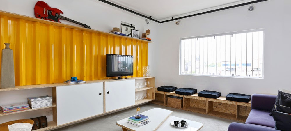 Ambientes & ideias: um apê pequeno, criativo e econômico Cozinha Sala creativo