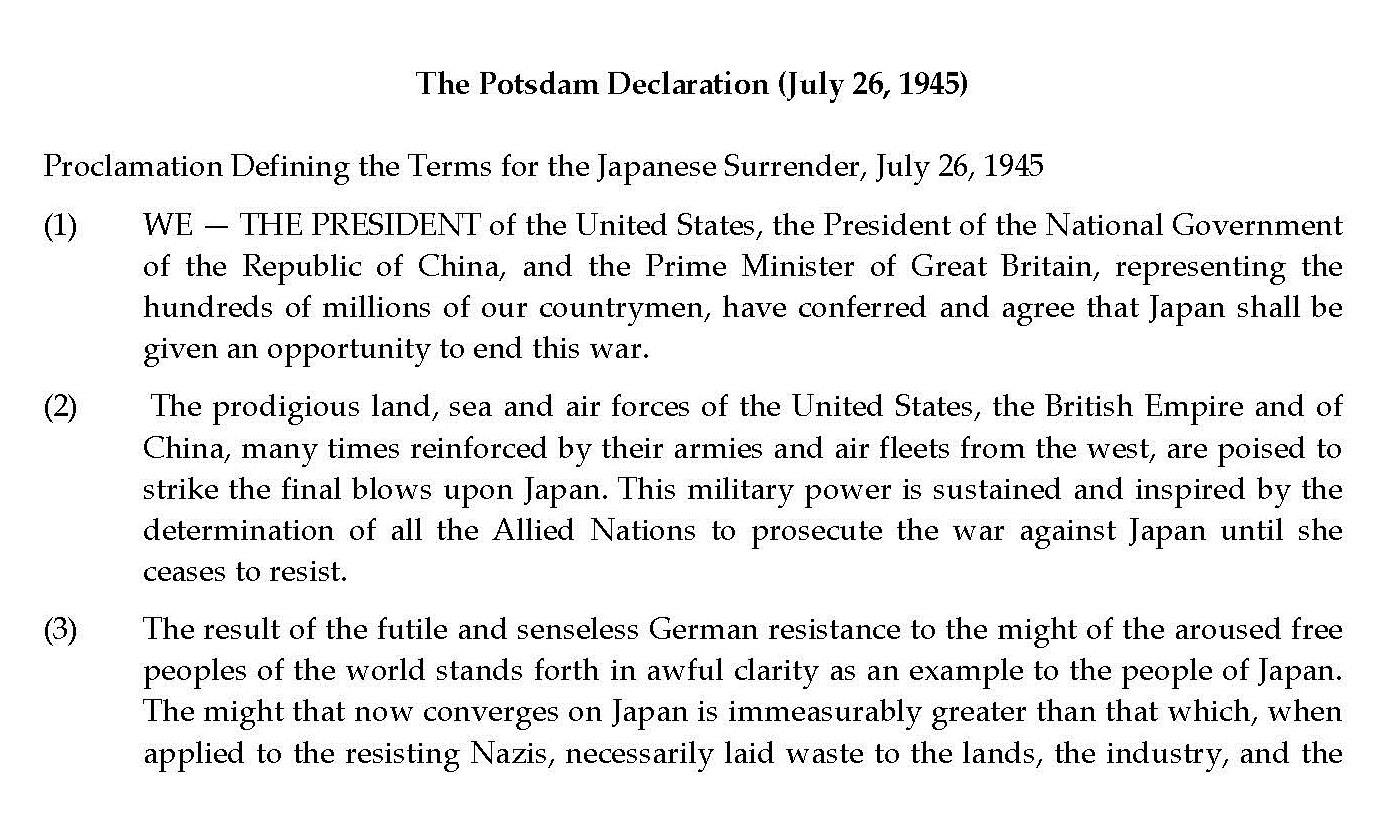 Potsdam declaration the bombing of hiroshima and
