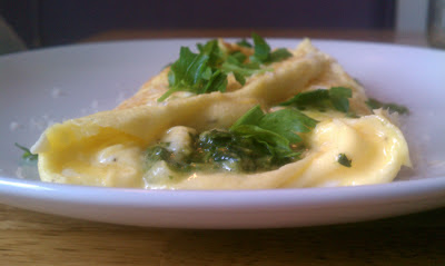 Traditional French Omelet with Spinach and Parmesan Dip