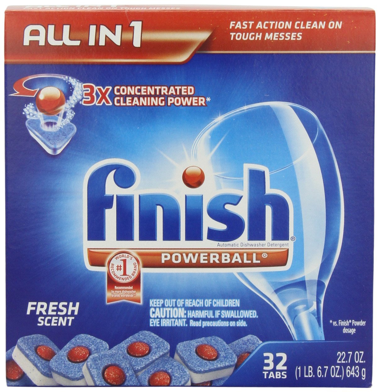 32count Finish Dishwasher Detergent Powerball Tablets Fresh Scent 3.