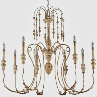Maison French Country Antique White 8 Light Chandelier 