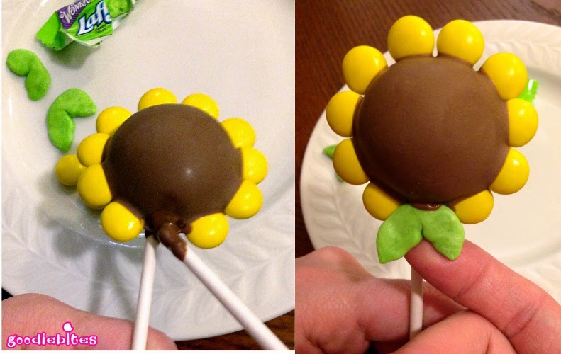 Sunflower Cake Pops 4 3 adding+leaves+set