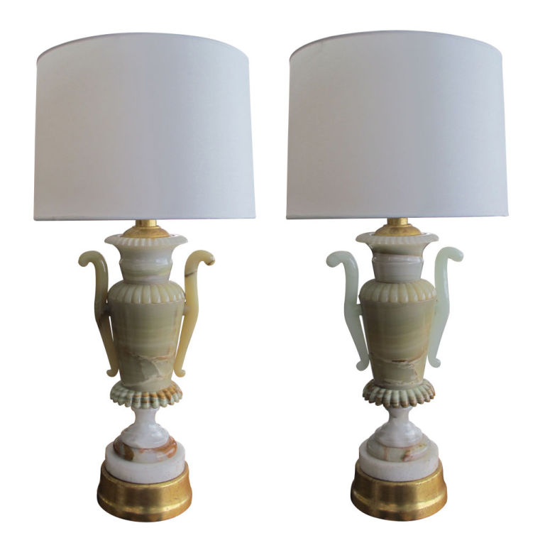 Chinoiserie Chic Green Alabaster Lamps High/Low