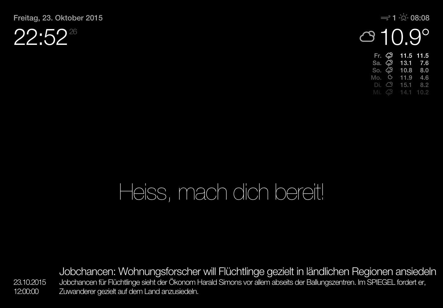 Handverdrahtet MagicMirror OpenWeatherMap Fix und TimeStamp bei den News