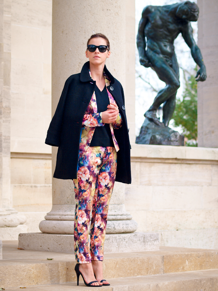 Monochromatic Sweater and Drapey Trousers