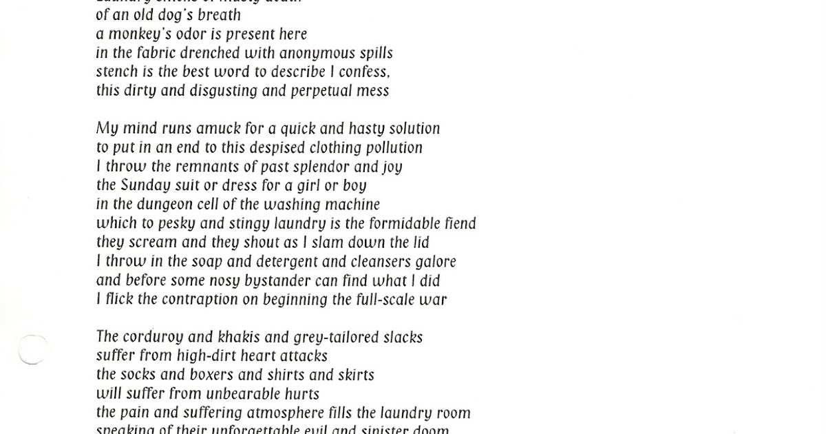 The Archives Poetry Archive, Part 3 Laundry