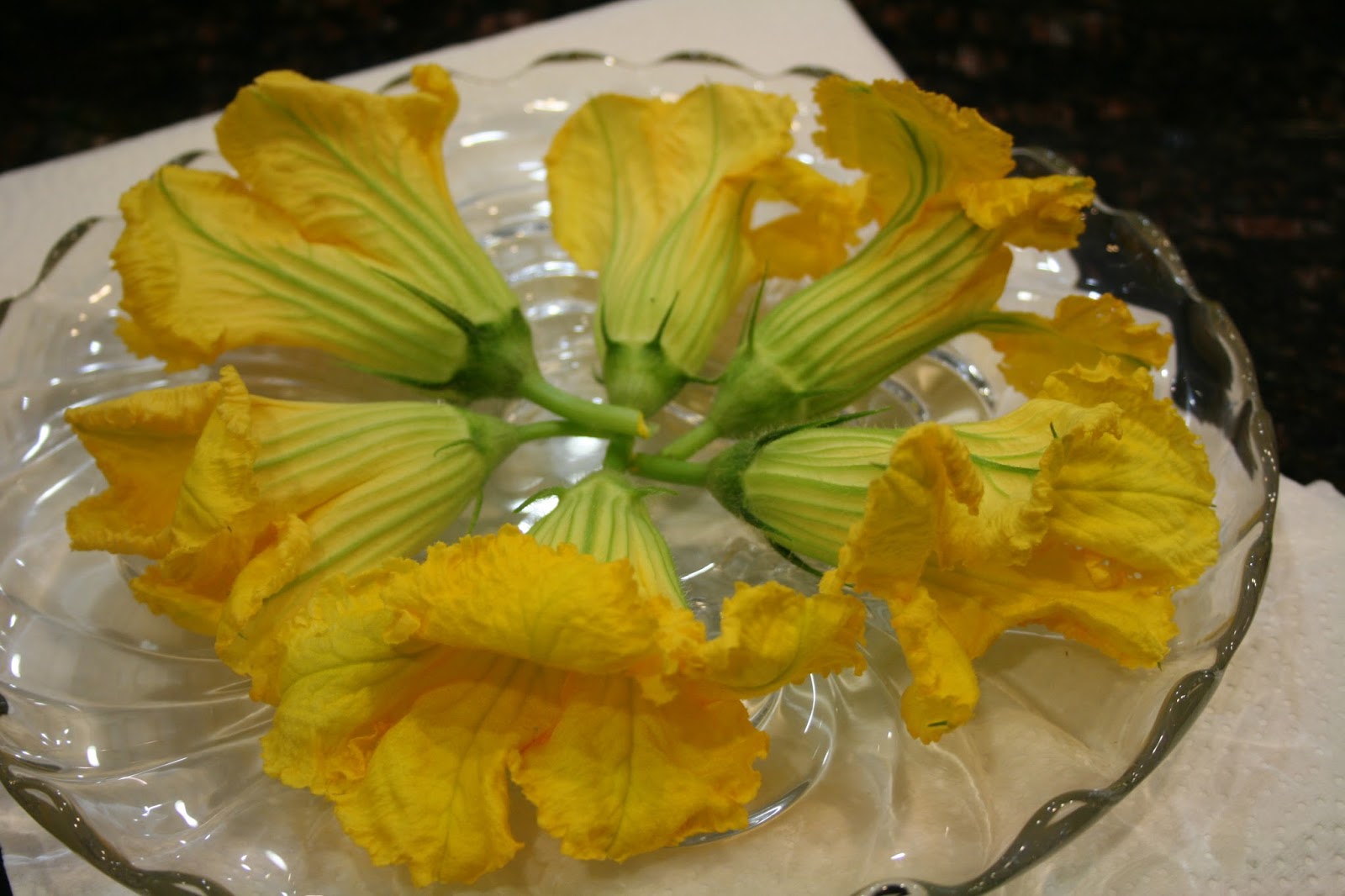 Julia's Cookbook Squash Flowers fried in Beer Batter