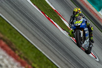 Yamaha Factory Racing's Italian rider Valentino Ross takes a corner during the third practice session at the Malaysian Grand Prix MotoGP motorcycling race.