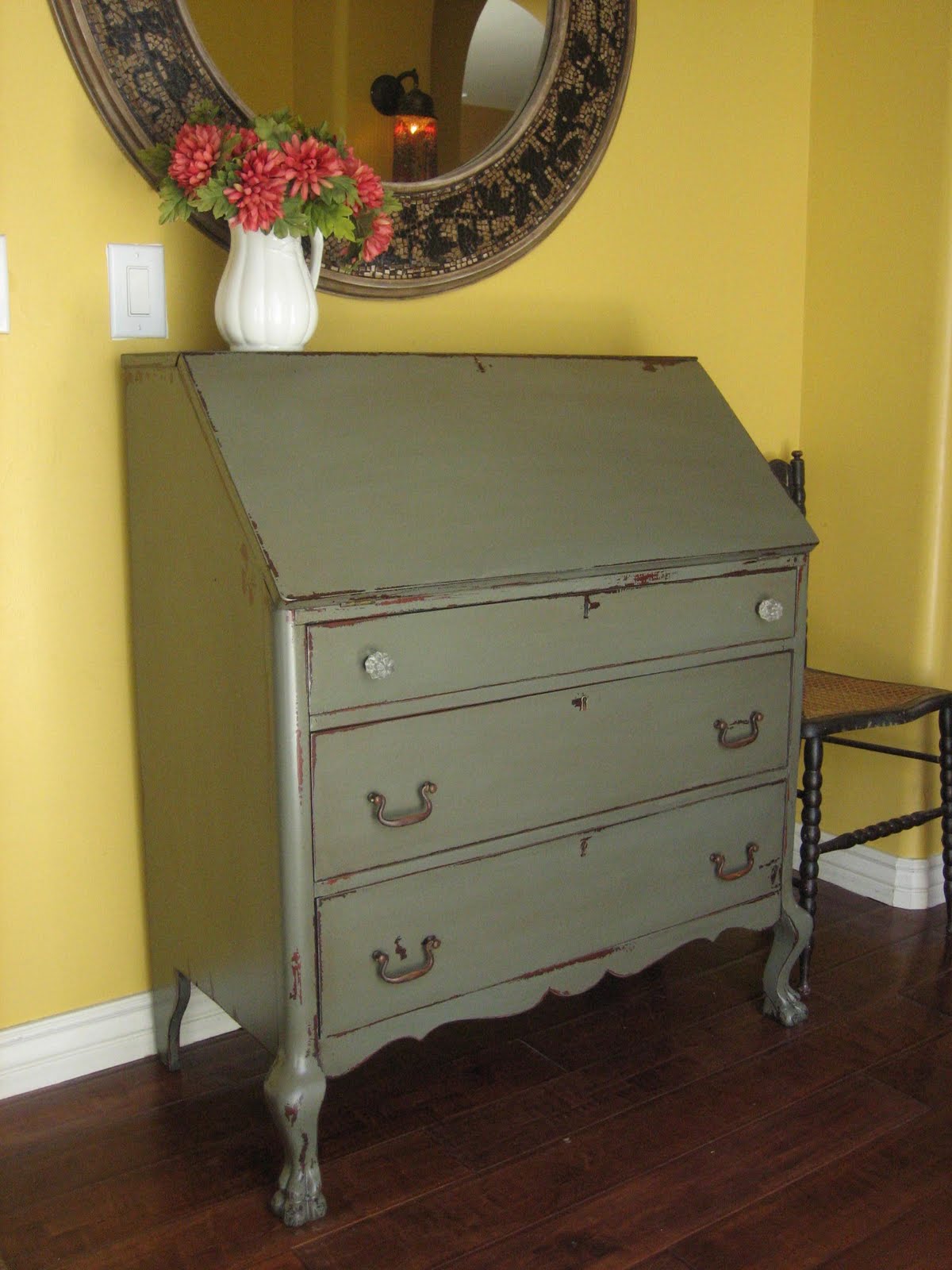 European Paint Finishes Gray Green Dresser