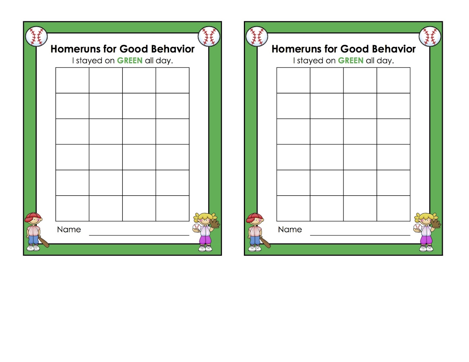 Six Year Old Behavior Chart