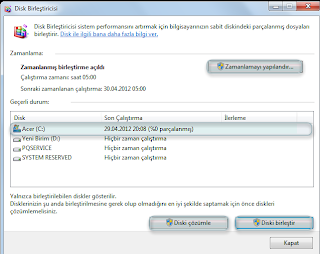 Windows7 Disk Birleştirme Windows7 Disk Birleştirme