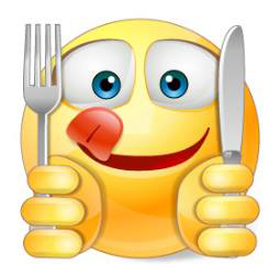 Smiley with fork and knife