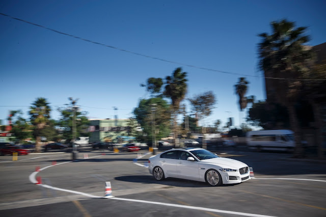 2017 Jaguar XE on slalom 2017 Jaguar XE on slalom